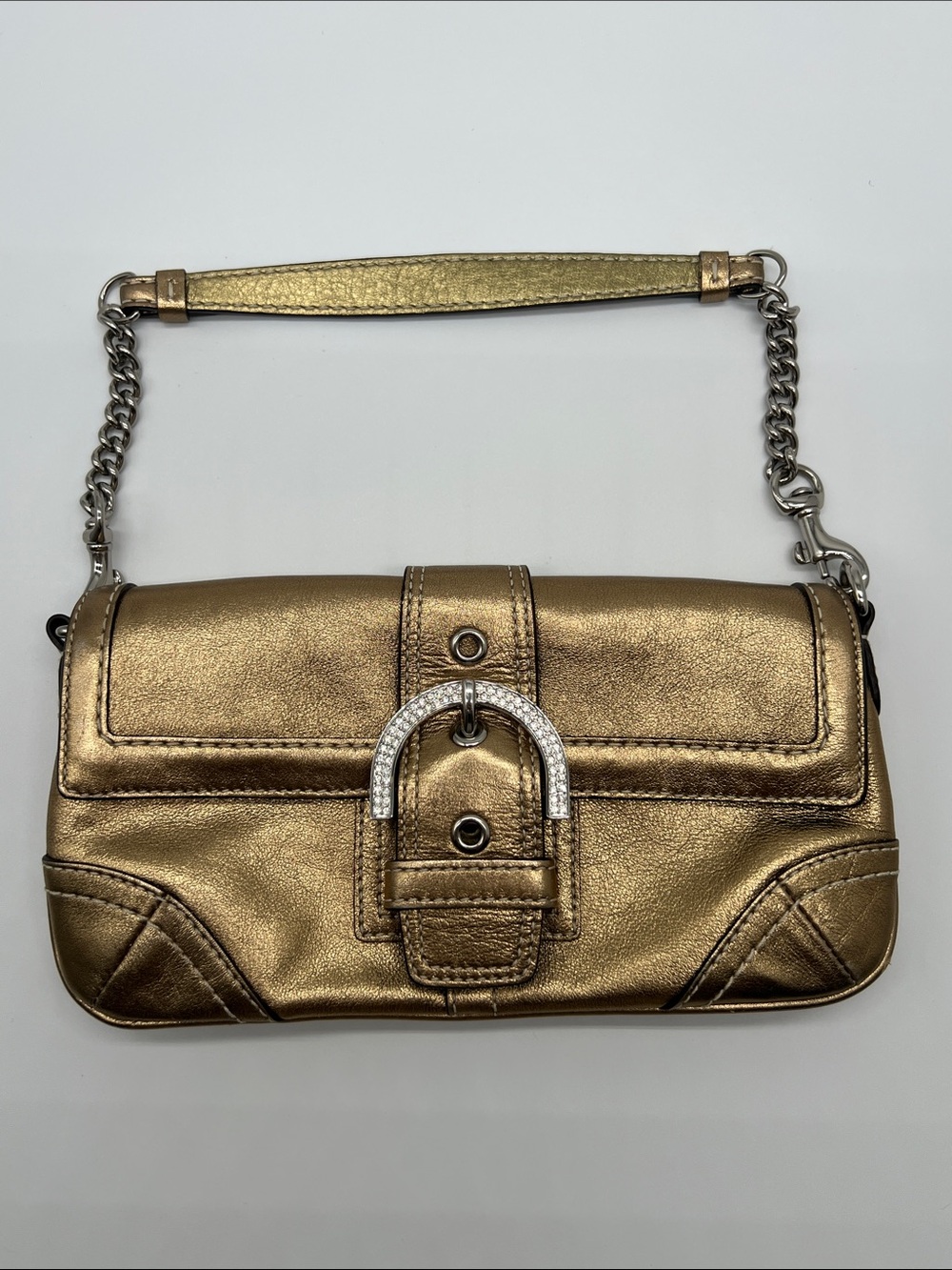 Vintage Coach Soho Shoulder Bag Swarovski Crystals Gold RARE Limited Edition Y2K
